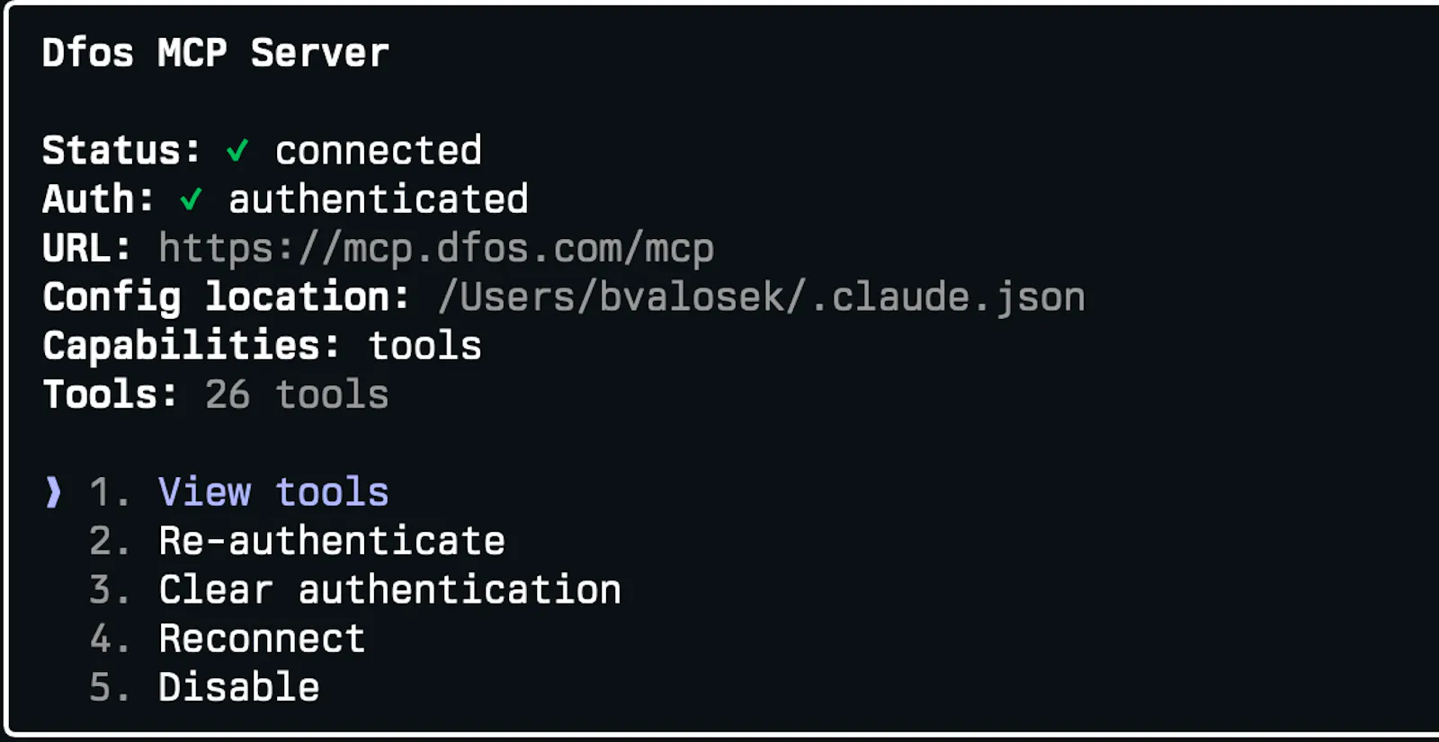 DFOS has a first-party MCP server